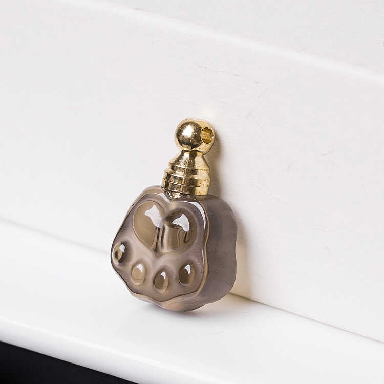 天然茶水晶雕刻猫爪器皿空瓶可装香水精油朱砂胎毛男女吊坠项坠款