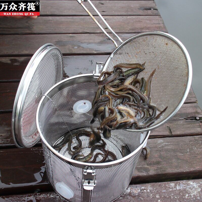 万众齐筏不锈钢活饵筏钓打窝器虾笼泥鳅水下定层可吊糠饼窝打底窝图片