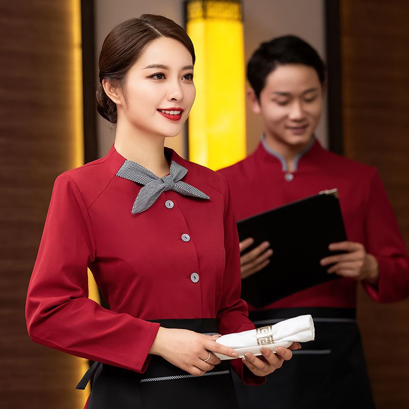 中餐厅美食城茶传菜楼员工作服夏季短袖川湘菜馆农家乐服务员工衣