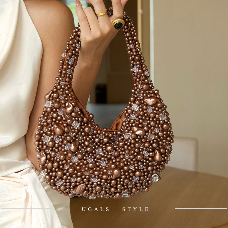 UGALS复古仙女手工串珠云朵饺子托特女气质高级感宴会腋下手拿包