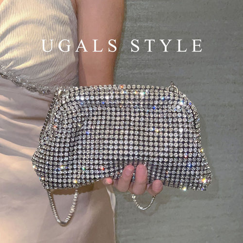 UGALS手拿包水钻石饺子云朵包