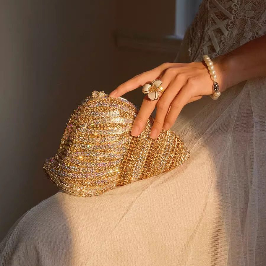 UGALS法式复古欧美重工镶水钻石闪亮不灵海螺贝壳轻奢手拿斜挎包,箱包皮具/热销女包/男包,手拿包,淘宝优惠券,粉丝福利购,淘宝优惠卷