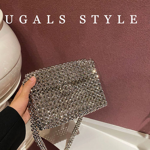 UGALS小方包手工编织串珠斜挎包