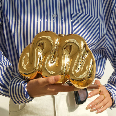 UGALS法式复古亚克力大理石蛇形异形盒子宴会气质百搭斜挎手拿包