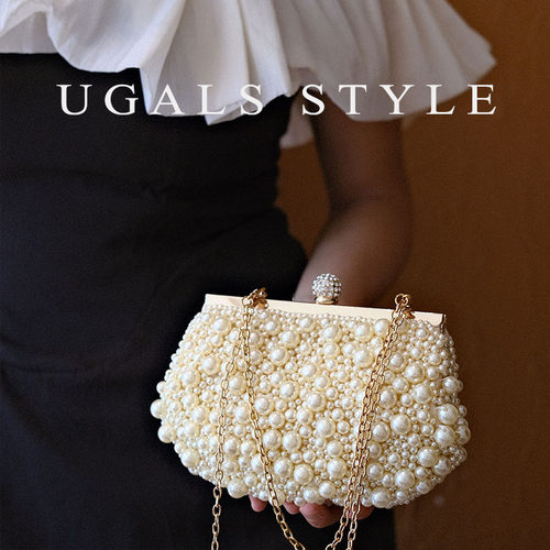 UGALS手拿包新中式名媛珍珠手拿