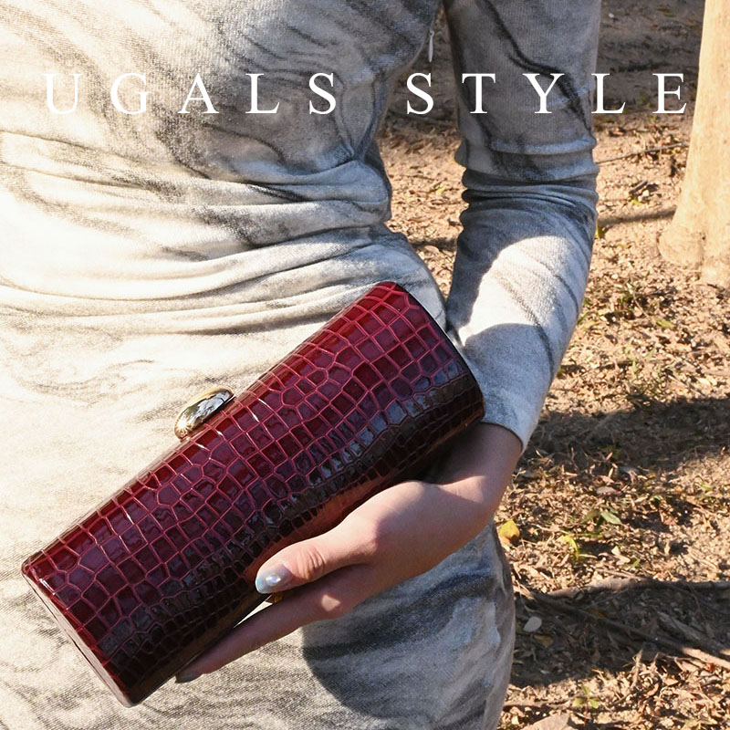 UGALS小众设计鳄鱼皮纹长条法棍盒子手提包晚宴宴会名媛礼斜挎包