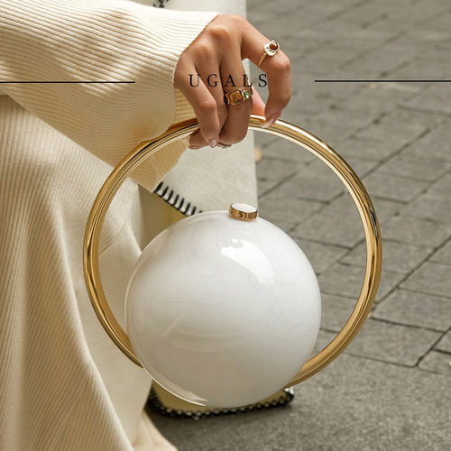 UGALS法式仙女流体地球仪气质百搭手宴会手机口红钥匙手提手拎包