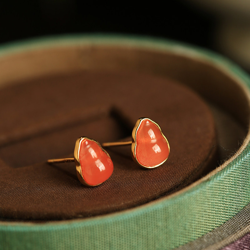 冰种天然南红葫芦纯银耳钉女红色本命年新年过年喜庆耳饰耳环礼物,饰品/流行首饰/时尚饰品新,耳钉,淘宝优惠券,粉丝福利购,淘宝优惠卷