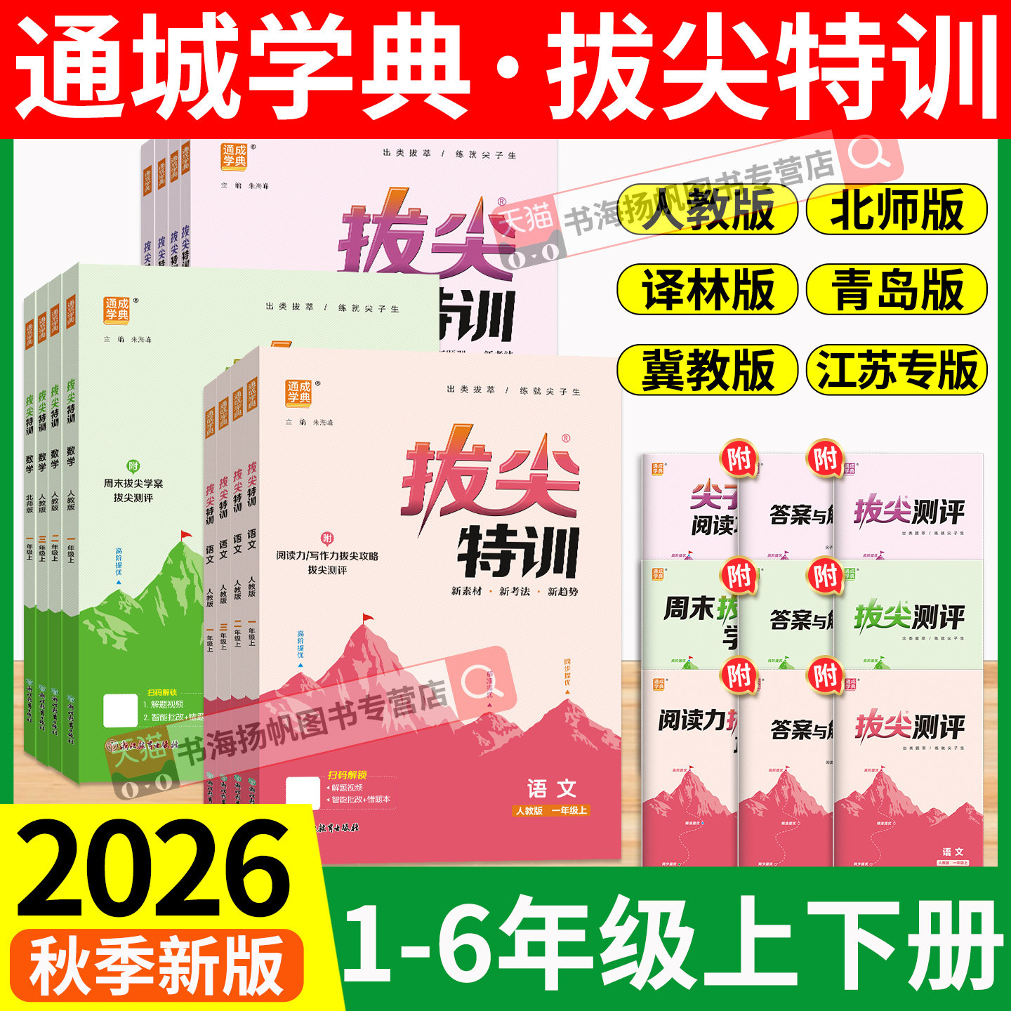 拔尖特训一二三年级四五年级六年级上册下册语文数学英语人教版北师大版译林青岛冀教闽教西师牛津版小学教材同步训练习册53天天练
