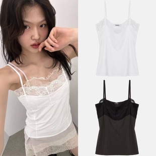 韩国采购 cerric 26春夏新品 蕾丝花边短款百搭叠穿吊带背心女