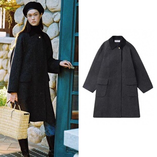 北京买手店 urbanic30 25秋冬新款简约优雅款人字纹毛呢外套大衣