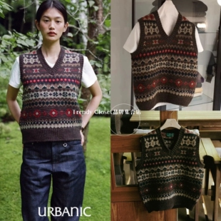 现货 urbanic30 2025秋冬新款 Lodge 复古提花针织背心 马甲女