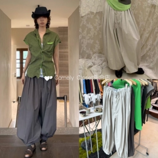 2026夏季 新款 松紧皱褶休闲裤 韩国采购 束脚裤 伞兵裤 女 OPEN