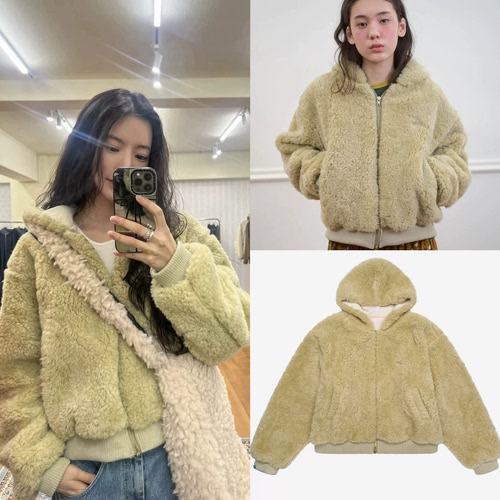 【现货】韩国nocontent 26新款 纯色连帽保暖软糯宽松上衣外套女