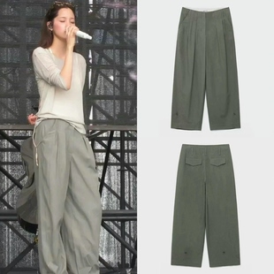 韩国代购 lowclassic 26秋冬新 欧阳娜娜同款 简约褶皱宽松休闲裤