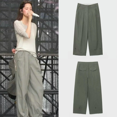 韩国代购 lowclassic 26秋冬新 欧阳娜娜同款 简约褶皱宽松休闲裤