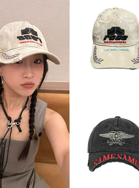 现货 Martine Rose 徐明浩同款断檐做旧磨边麦穗刺绣鸭舌帽棒球帽