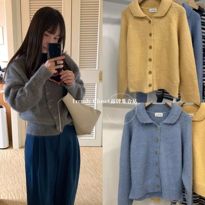 【现货】韩国lerobe 25秋冬新款 翻领羊毛针织开衫上衣短外套女