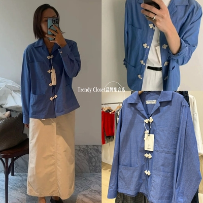 北京现货 urbanic30 25秋新款 复古新中式盘扣v领宽松长袖衬衫女