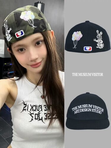 现货 themuseumvisitor 秦思同款 鸭舌帽字母兔子气球刺绣棒球帽