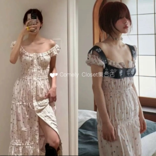 欧阳娜娜同款 freckle 26夏季新款 复古少女碎花泡泡袖连衣裙女