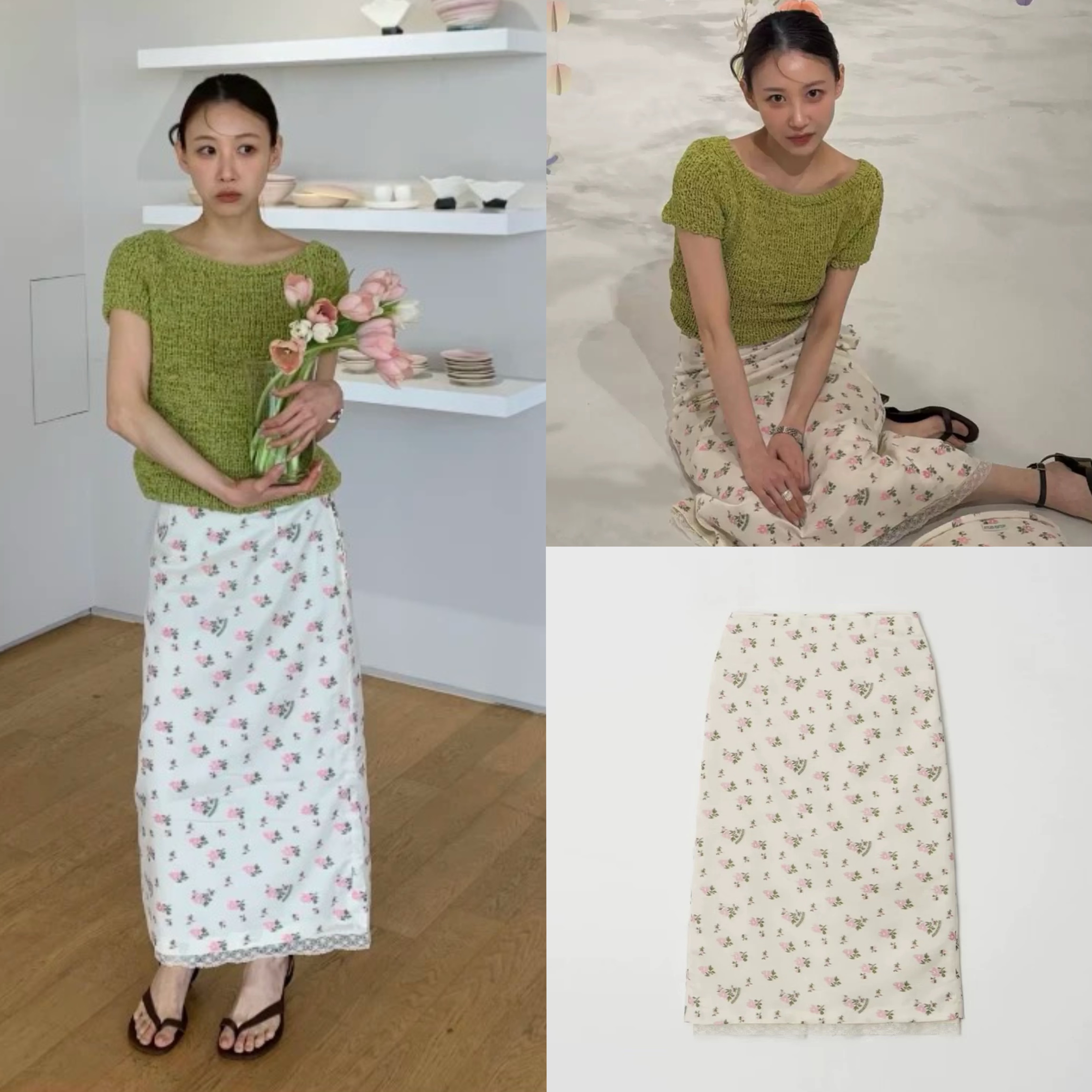atelier edition 26夏季新款 Floral Jacquard蕾丝花边碎花半身裙图片