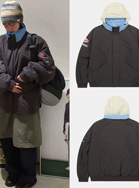 北京现货 sunlove 24冬季新款 运动风保暖可拆卸连帽棉服夹克外套