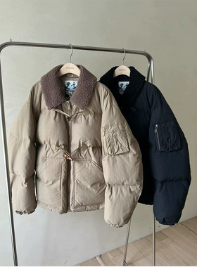 国内现货 self service 2024冬季新款 翻领加厚牛角扣羽绒服外套