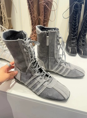 现货*rockfish 黄礼志itzy同款复古运动风绑带芭蕾鞋短靴马丁靴女