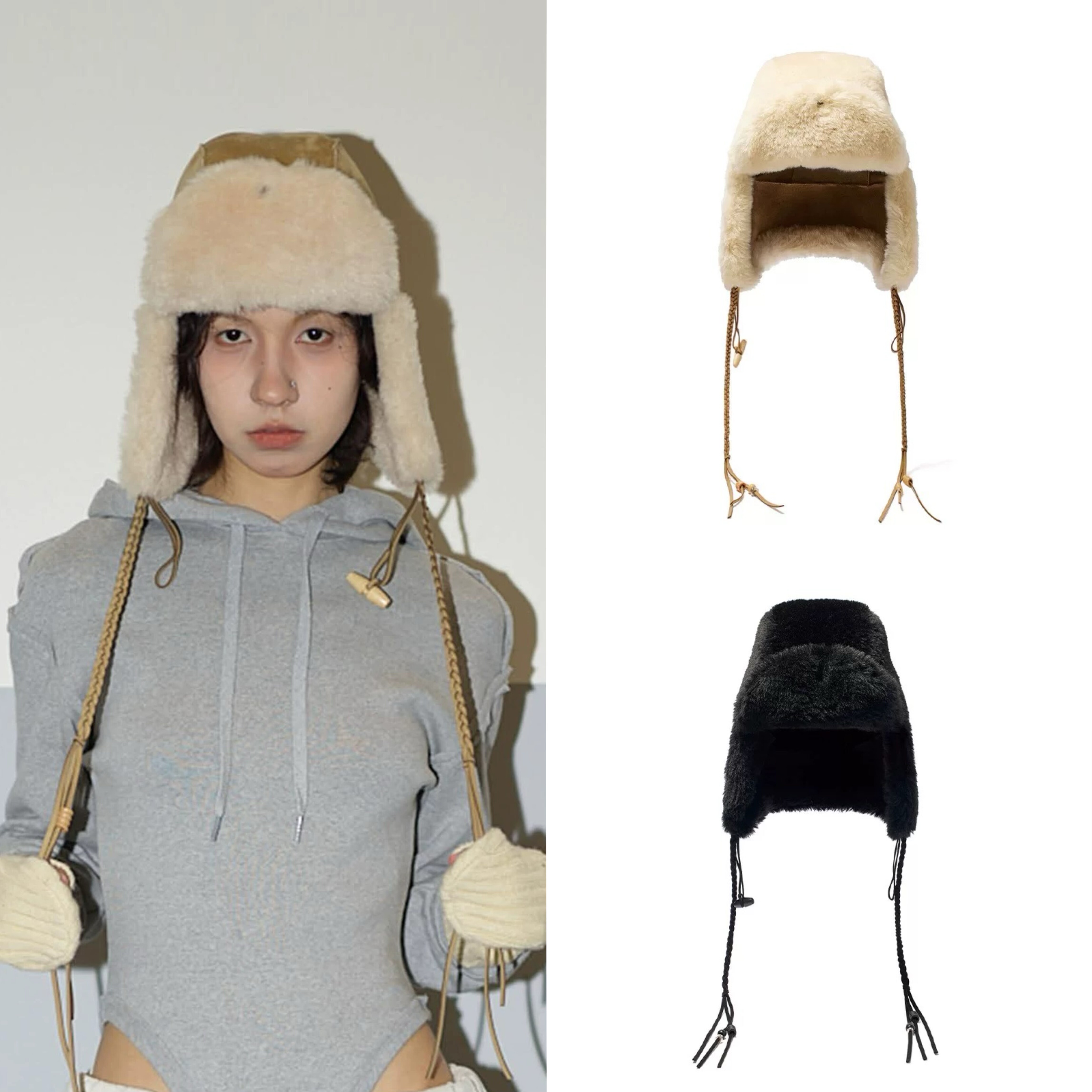 韩国直邮 open yy 25秋冬新款 加绒保暖防风户外加厚护耳雷锋帽女