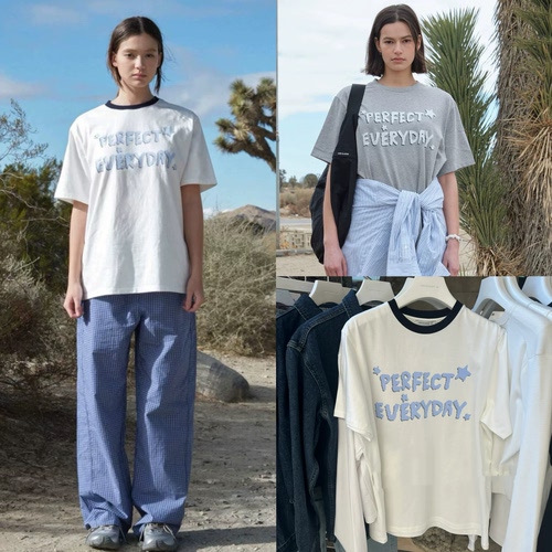 韩国现货 LOW CLASSIC 26新款 印花宽松休闲棉质圆领短袖T恤女