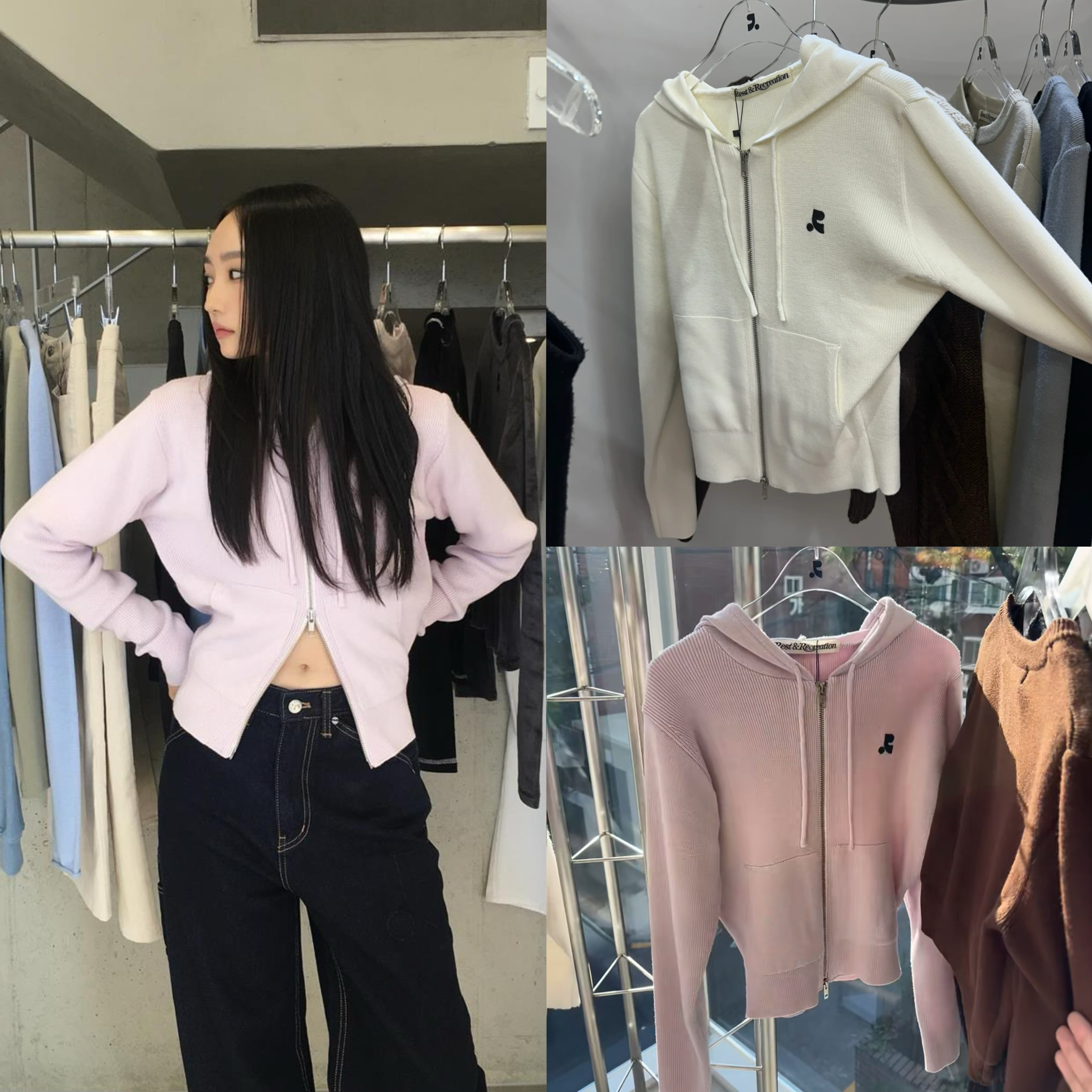 rest and recreation 韩国直邮 24新 针织连帽拉链开衫短款外套女