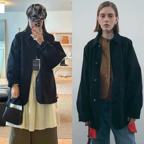 北京现货 ETHOS 25春季款 复古怀旧工装风廓形牛仔夹克宽松外套女