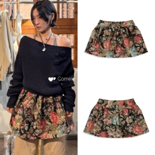 26春款 印花花苞迷你半身裙鱼骨钢丝半身短裙女 OPEN 在途现货