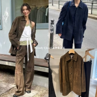 monoha 韩国现货 25秋冬新款 Dusty suede 猪皮麂皮外套夹克女