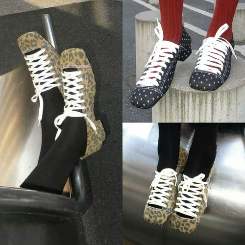 买手店 braveshoes 26秋新款 黑色波点系带百搭小高跟复古休闲鞋
