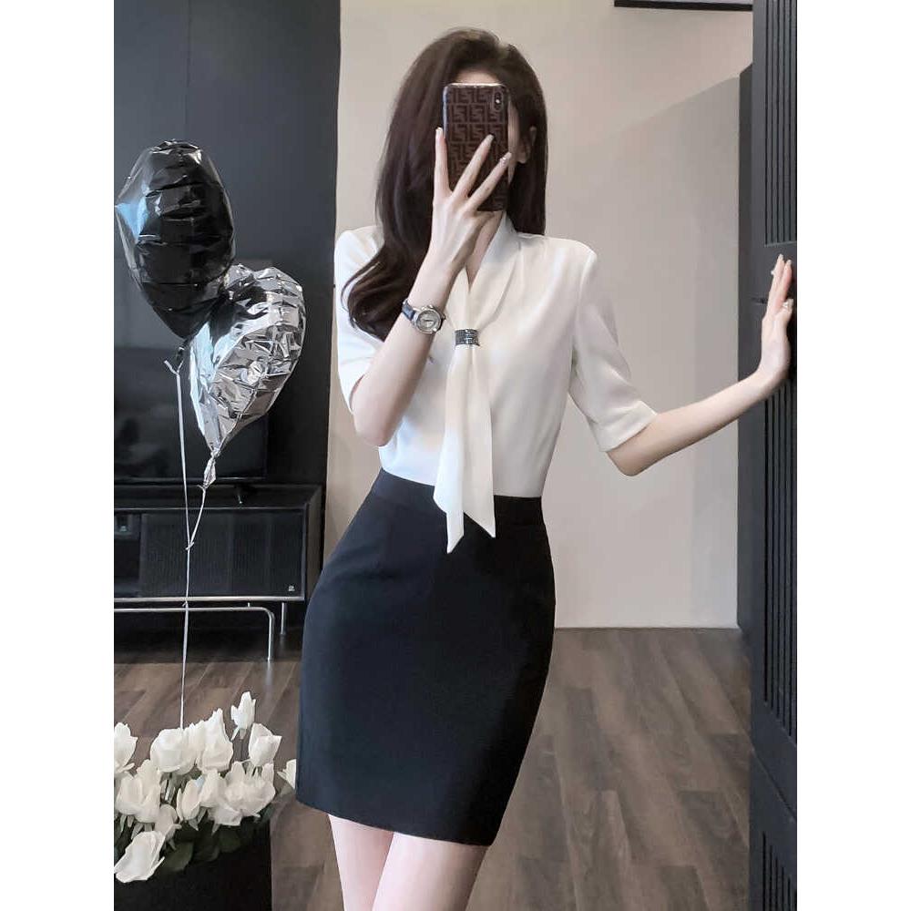 白衬衫职业套装女装2025新款夏季薄款工作服气质通勤衬衫接待制服