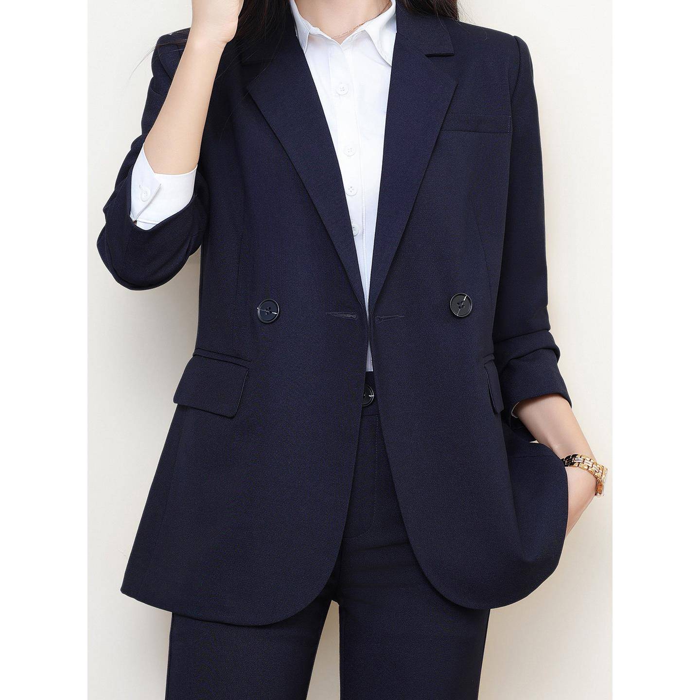 春秋职业西装套装大码胖mm200斤西装外套气质显瘦正装面试西服女