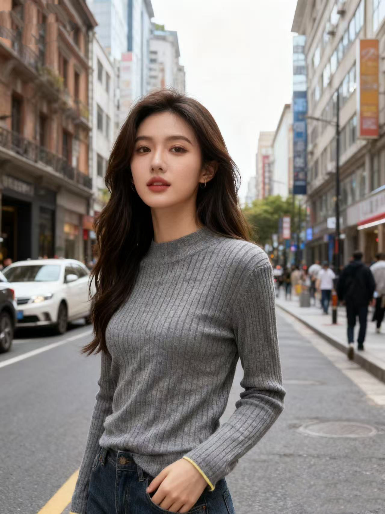 半高领打底衫女春秋长袖t恤内搭早秋2025新款修身t桖洋Z气薄款上