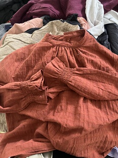 花边领衬衫女春夏装设计感小众宽松休闲灯笼袖棉娃娃衫上衣