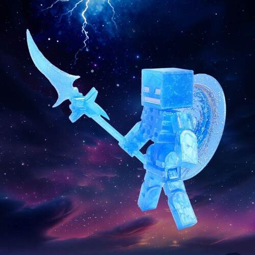 Minecraft星辉死神积木人手办我的世界游戏周边雷霆长刀骷髅人