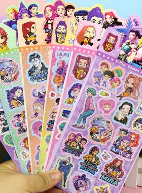 新款猎魔女团镭射咕卡贴纸K-Pop Demon Hunters恶魔猎人周边玩具