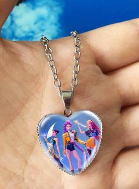 Kpop Demon Hunters猎魔女团时光宝石桃心项链恶魔猎人动漫项圈链
