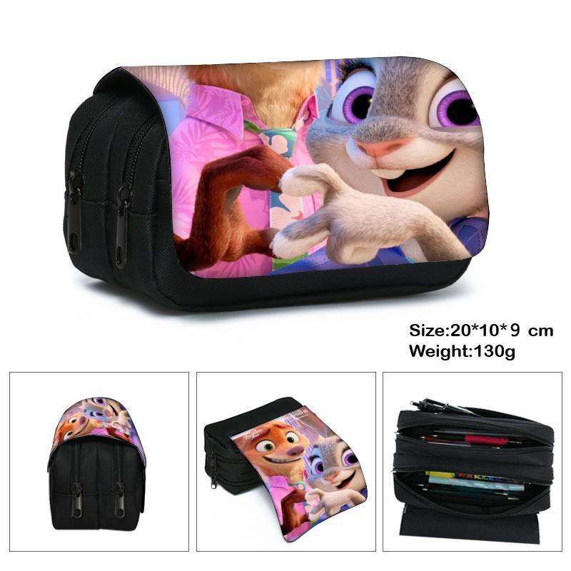 跨境Zootopia2学生双层翻盖笔袋疯狂动物城儿童收纳文具袋铅笔包
