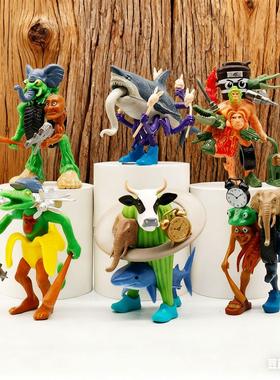 外国AI山海经融合版木棍人手办公仔Tralala穿鞋鲨鱼拼装模型摆件