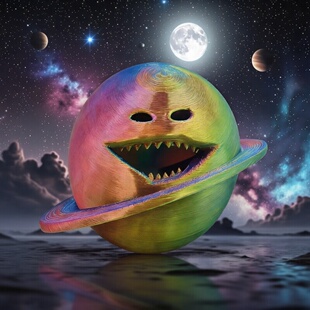 跨境新品苏醒的月亮醒了3d手办TheMoonwokeUp动画周边宇宙星球鱼