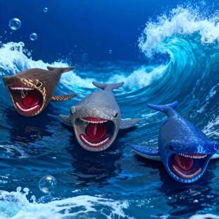 3D打印海怪巨兽模型玩具深海迷航巨齿鲨巨鲲布鲁摆件儿童手办礼物