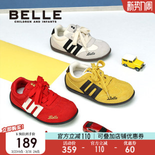 新款 25春季 薄底红色赛车鞋 儿童休闲板鞋 百丽童鞋 运动鞋 女童德训鞋