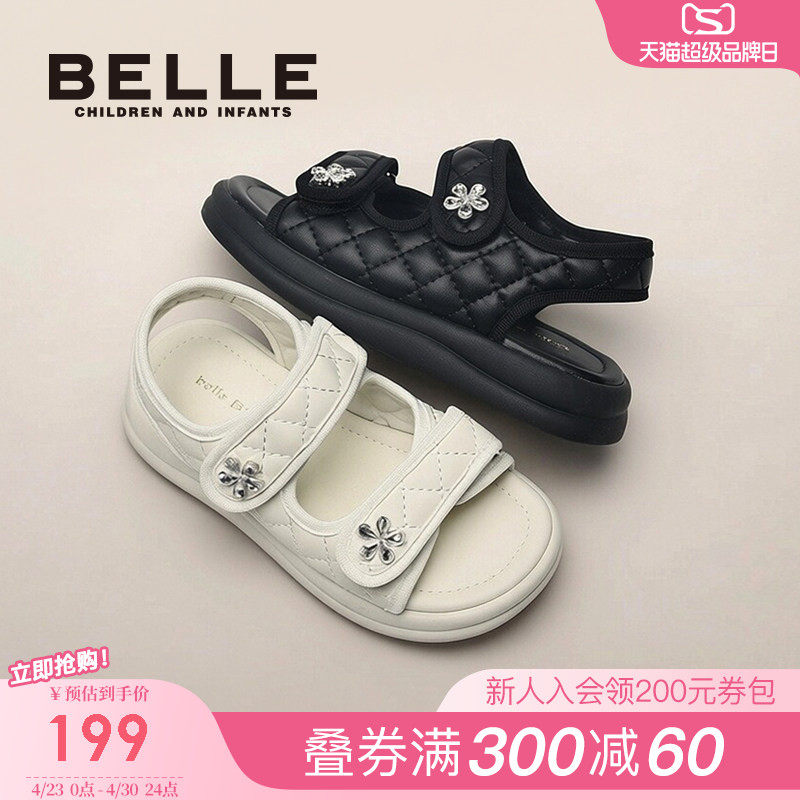 百丽童鞋女童小香风凉鞋小女孩公主鞋2026夏季新款儿童软底沙滩鞋
