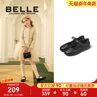 公主鞋 黑色女童鞋 演出鞋 百丽童鞋 大童鞋 新款 小女孩单鞋 子 儿童皮鞋